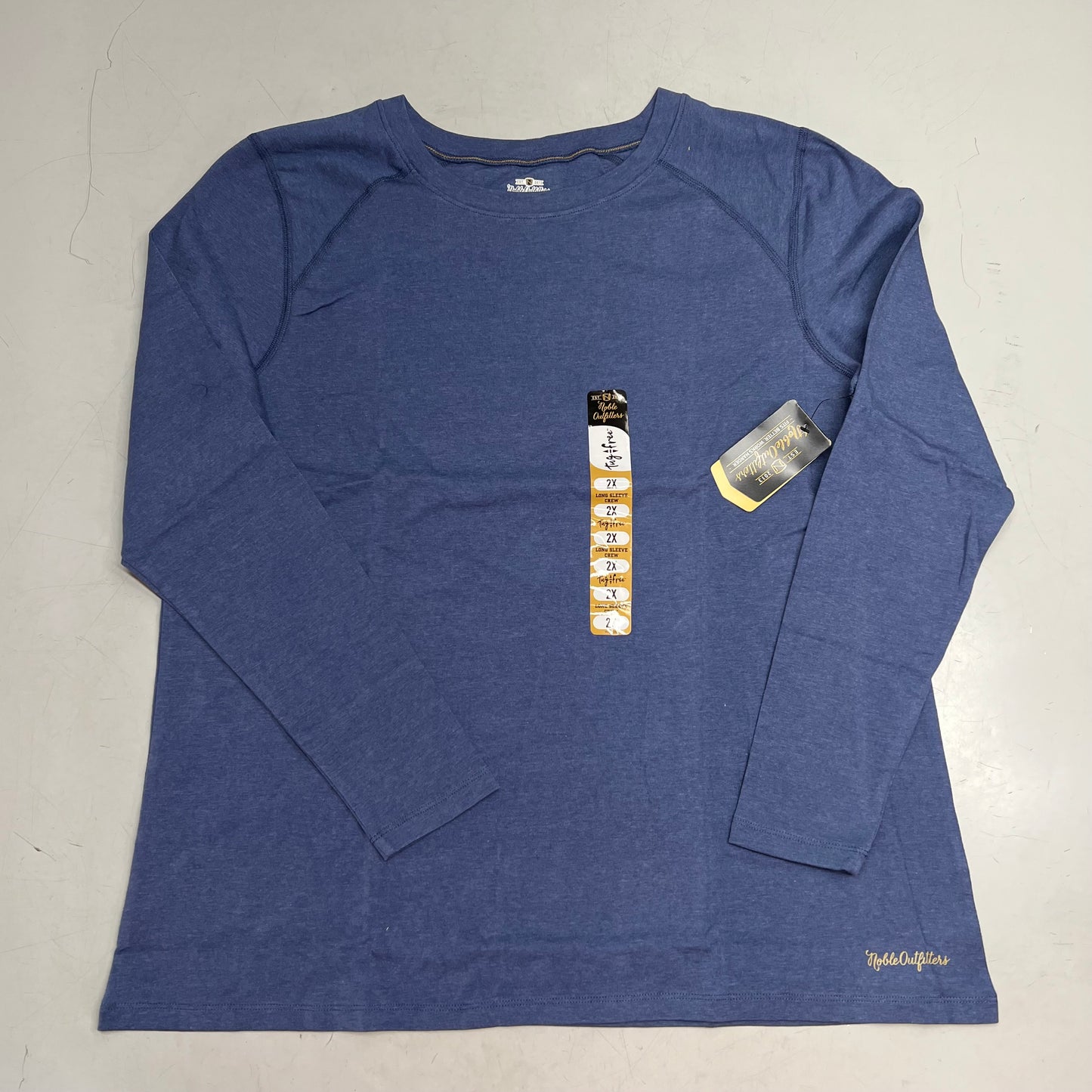 NOBLE OUTFITTERS Tug-Free Long Sleeve Crew Women's Sz 2XL Navy Heather 21582W