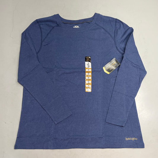 NOBLE OUTFITTERS Tug-Free Long Sleeve Crew Women's Sz 2XL Navy Heather 21582W