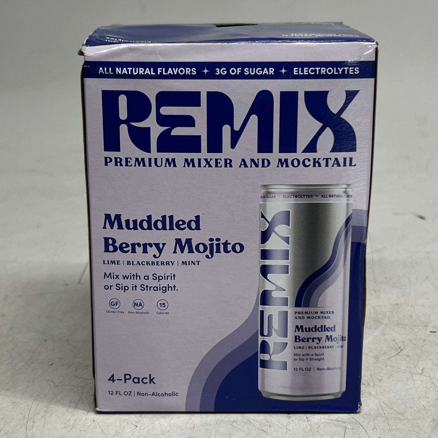 REMIX (4 PACK) Premium Mixer & Mocktail Muddle Berry Mojito 12 Fl Oz Grey BB 12/26
