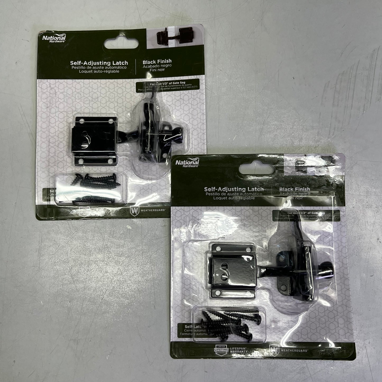ZA@ NATIONAL HARDWARE (2 PACK) Self Adjusting Gate Latch For Both Left & Right Swinging Gates Black N342-626