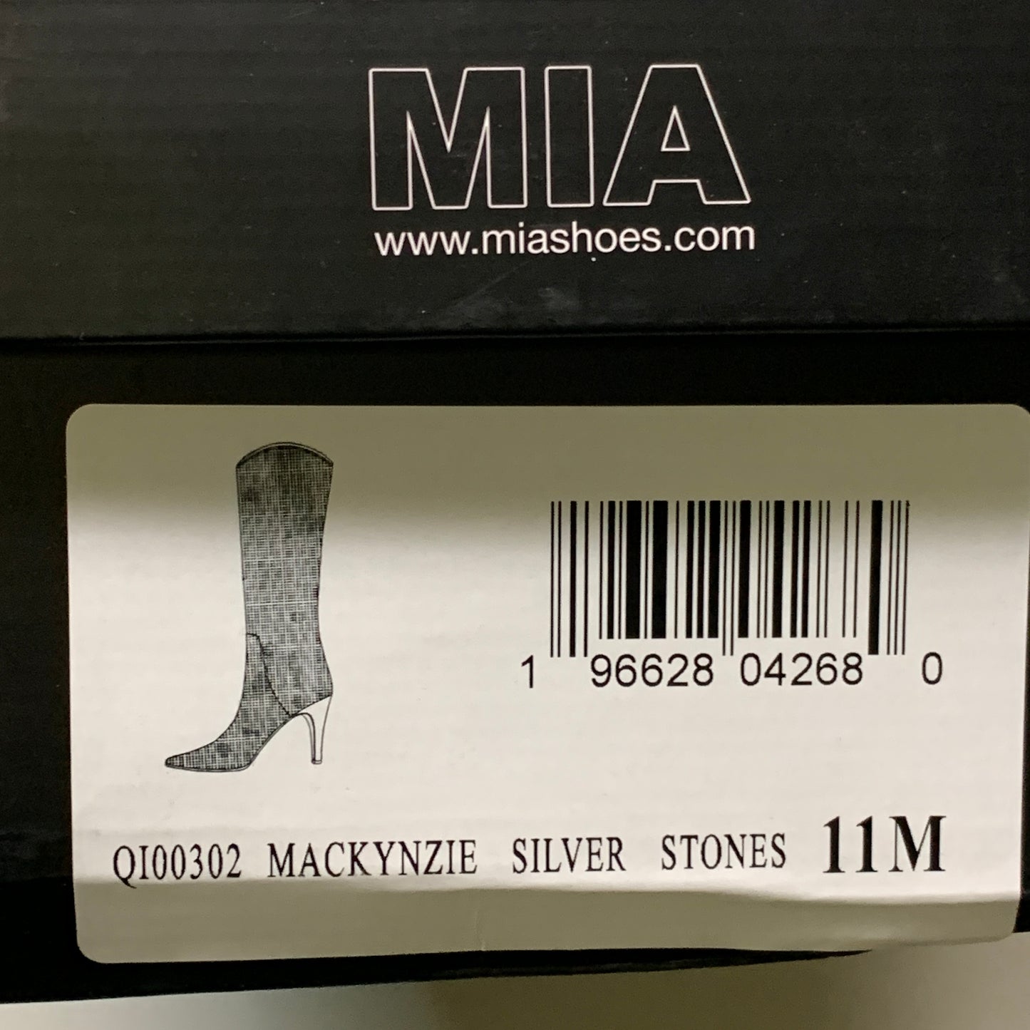 MIA Mackynzie Silver Stone Tall Heeled Boots Sz 11M Q100302