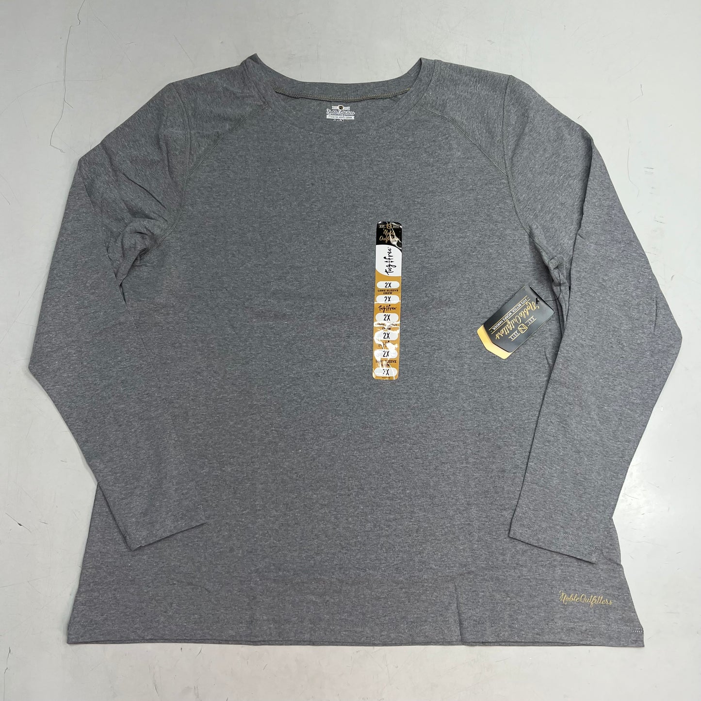 NOBLE OUTFITTERS Tug-Free Long Sleeve Crew Womens Sz 2XL Charcoal Heather 21582W