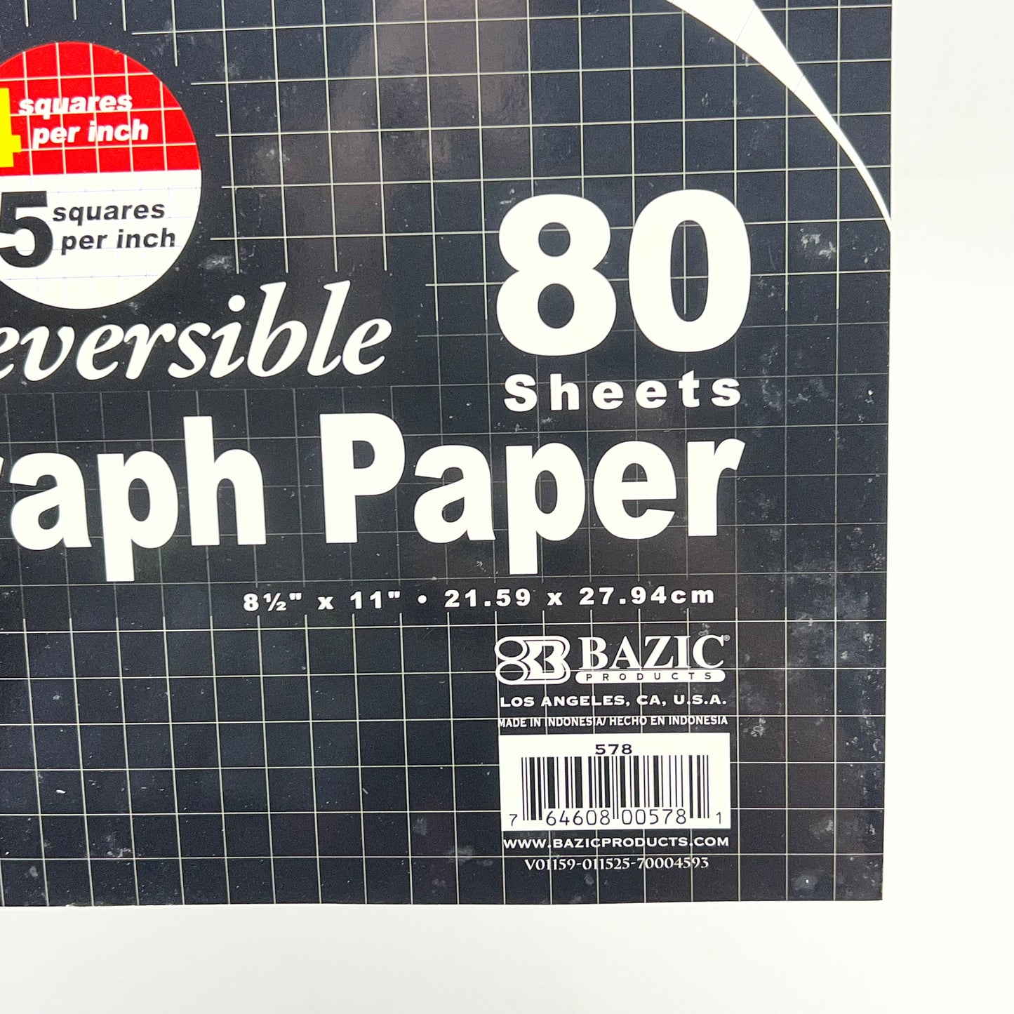 ZA@ BAZIC  (6 PACK, 80 SHEETS EACH) Reversible Graph Paper  8.5"x11" White 578