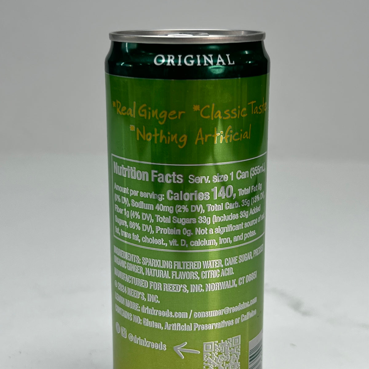ZA@ REED'S (24 PACK) Real Ginger Ale 12 fl oz. Green BB 12/27