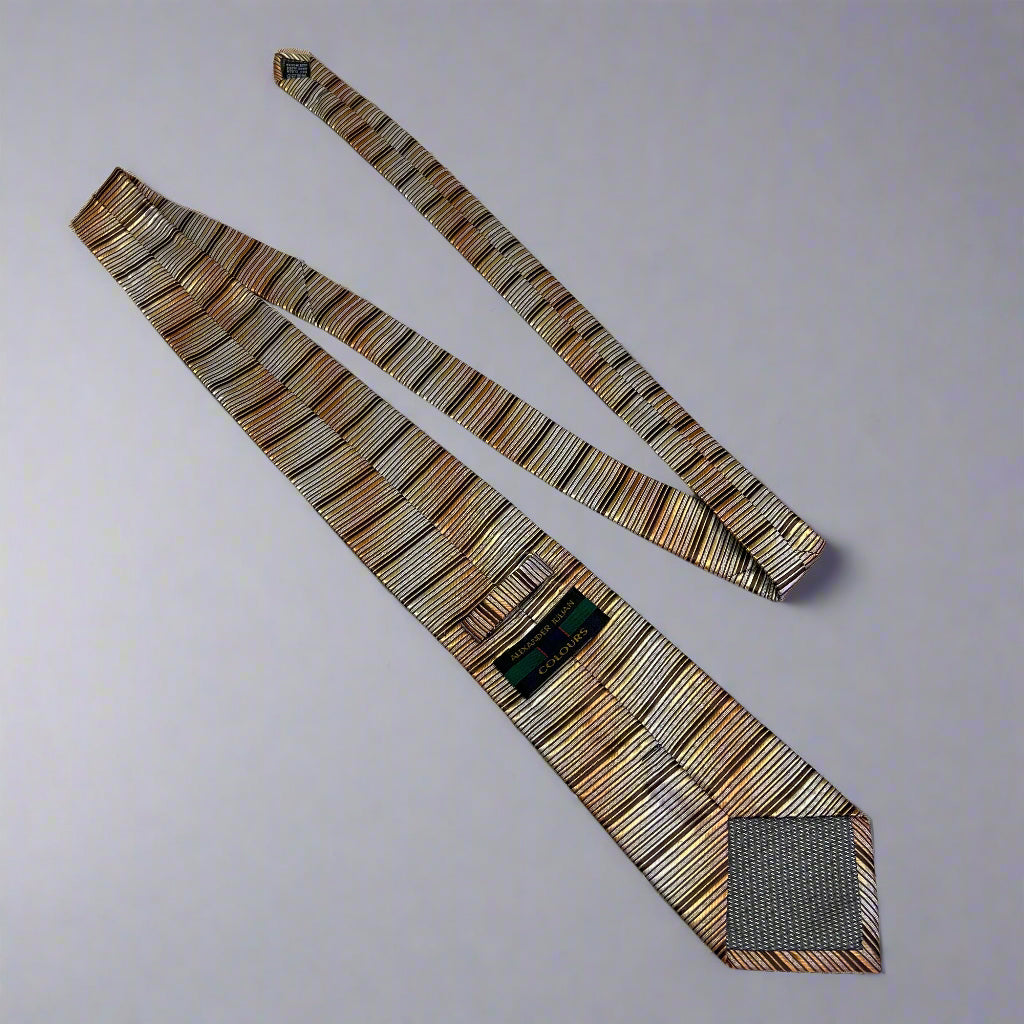 ALEXANDER JULIAN COLOURS Horizontal Design Tie 60" Brown/Orange/Yellow Pre-Owned