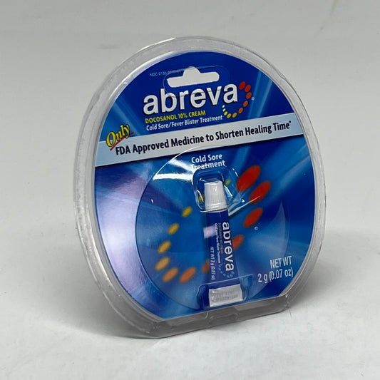 ABREVA Docosanol 10% Cold Sore & Fever Blister Treatment Cream - 2g (0.07 oz) Tube BB 01/29