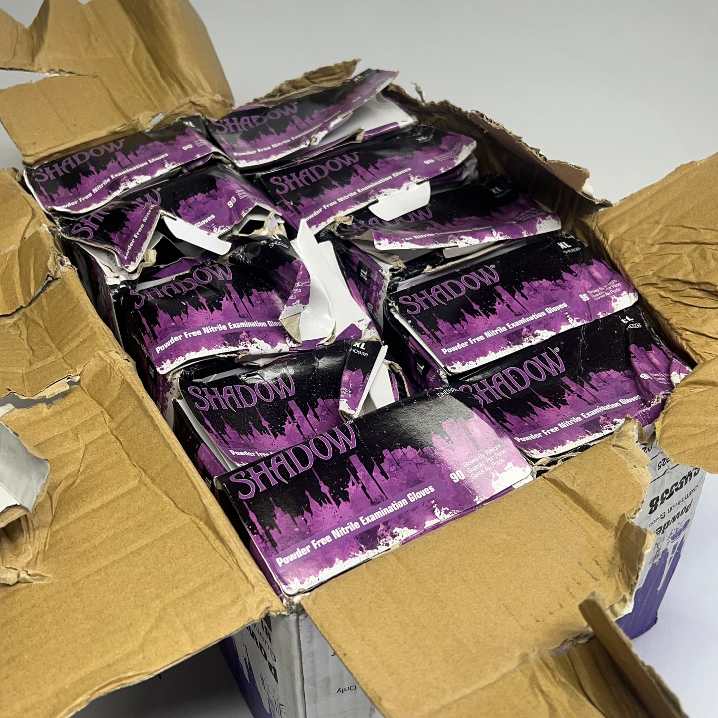 ZA@ ADENNA Shadow Powder Free Nitrile Examination Gloves  Unisex Sz XL  Black SHD3|98 (Damaged)