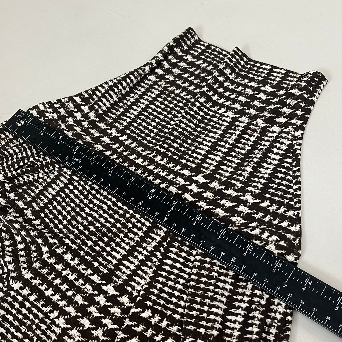 NORMA KAMALI High Waist Pleat Pant Women's Sz XXS/28 Chocolate Glenn Plaid Tweed