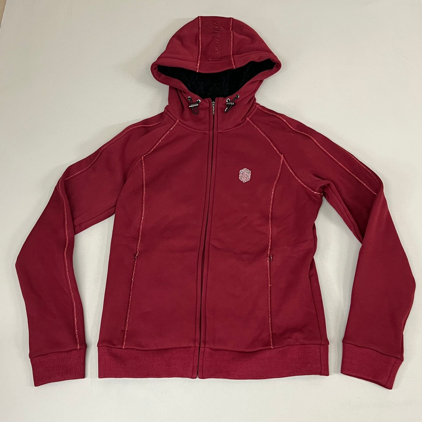 SAMSHIELD Ivy Equestrian Wool Lined Zip Up Hooded Jacket Women's Sz S Raspberry