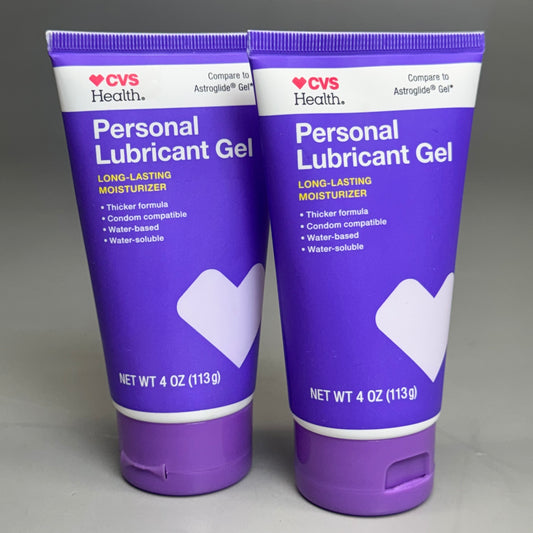 CVS HEALTH (2 PACK) Personal Lubricant Water-Based Purple Tube 4oz Each Exp 04/26