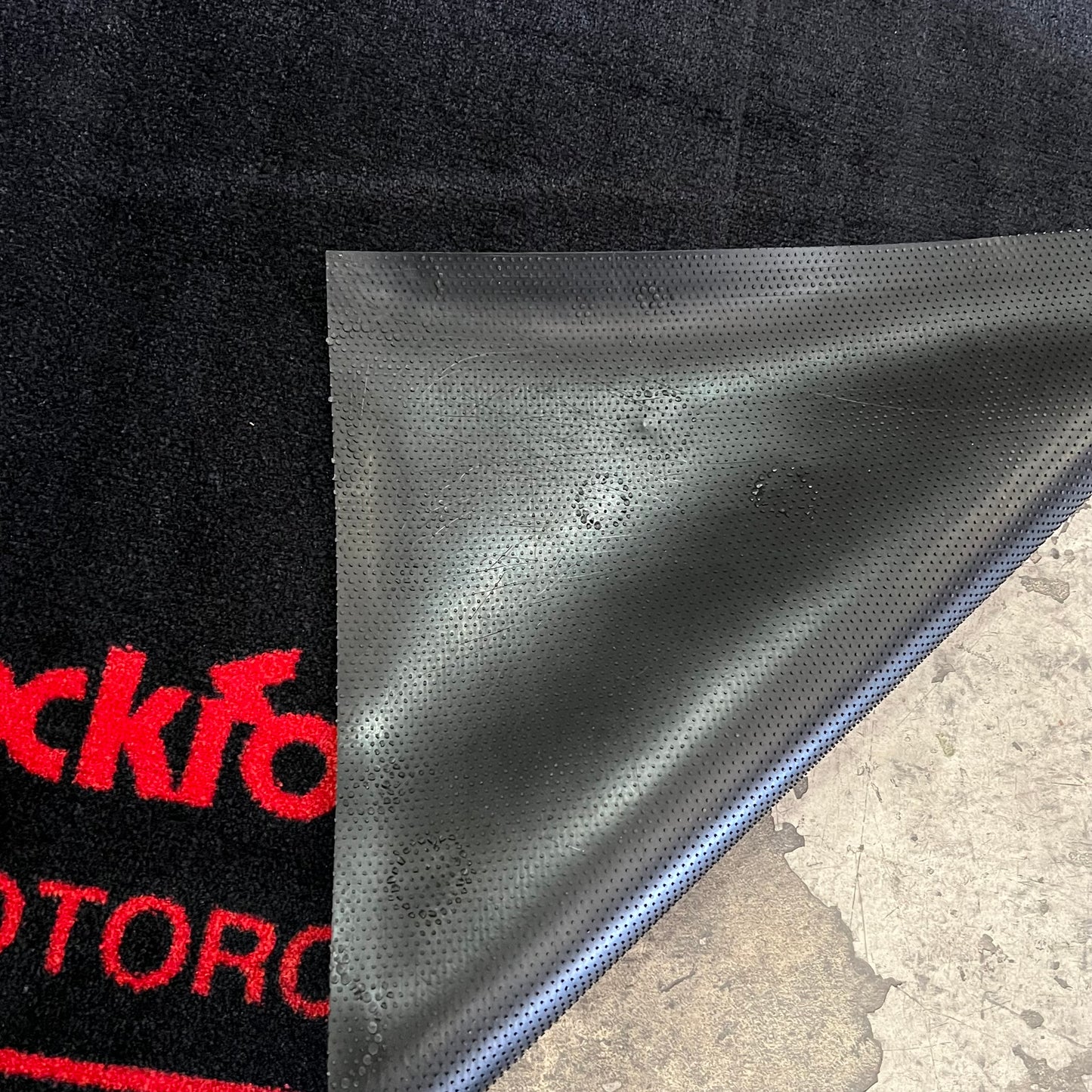 ROCKFORD FOSGATE Branded Motorcycle Audio Commercial Rug  117" x 43" Red/Black