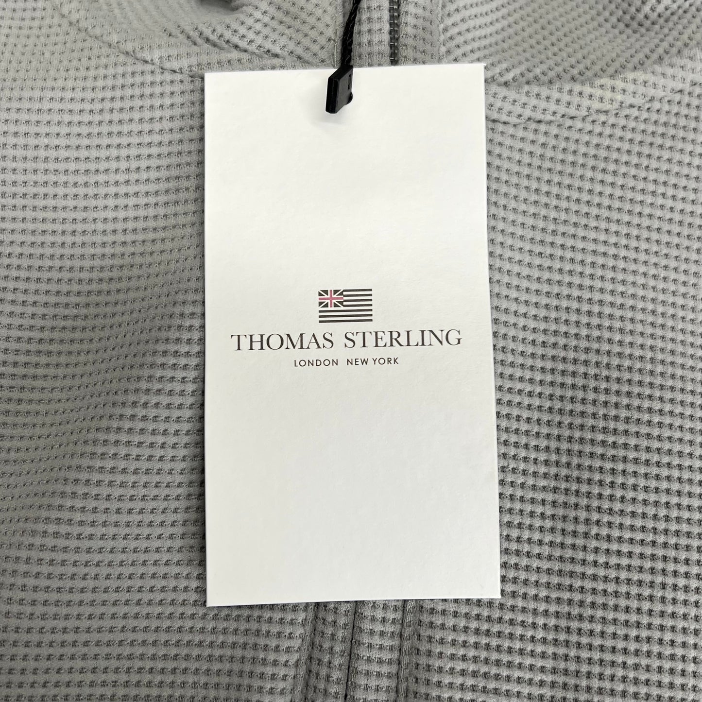 THOMAS STERLING Half Zip Soft Waffle Knit Jacket Mens Sz L Light Grey 1100034747