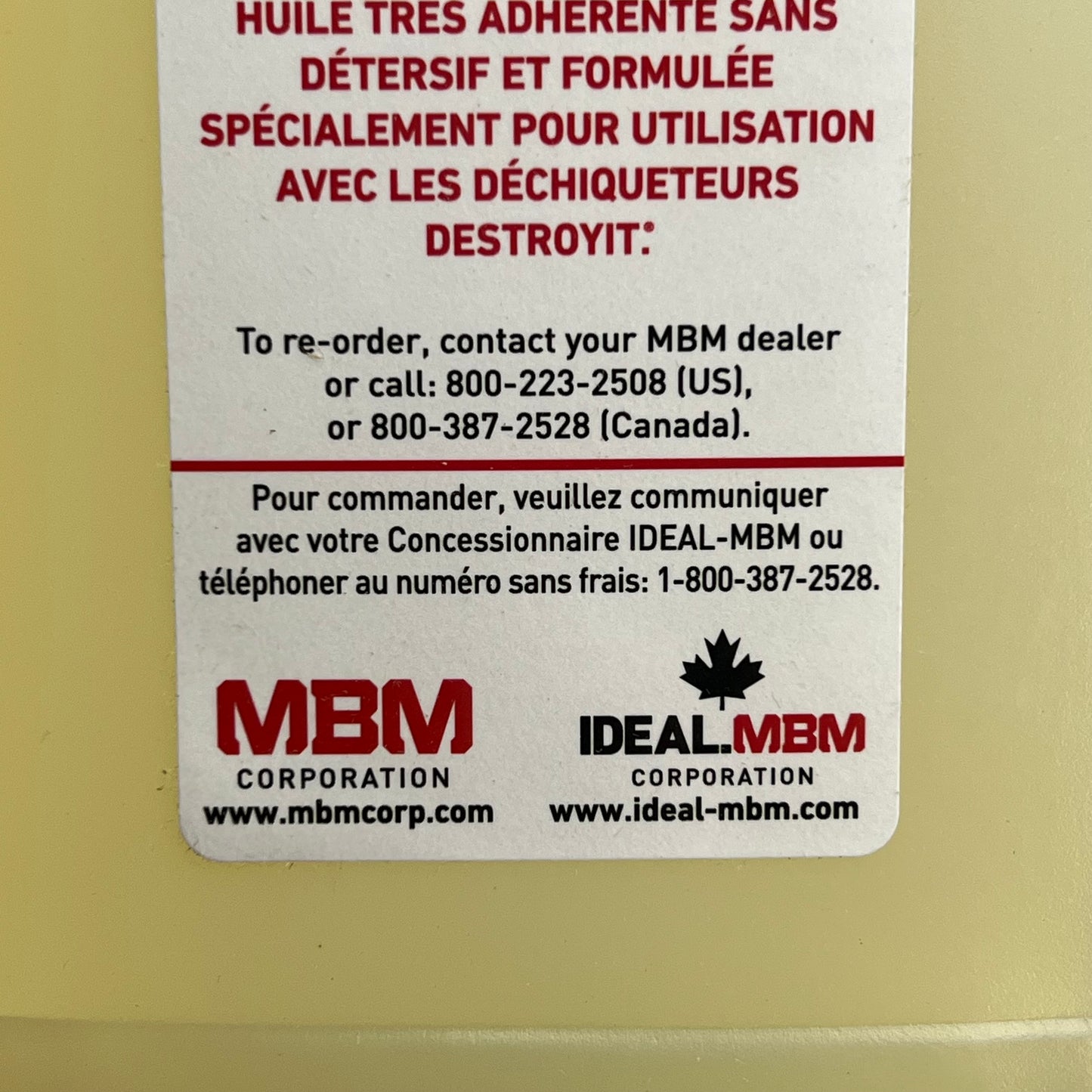 MBM DESTROYIT  (2 PACK) Specially Blended Shredder Oil 1 Quart  Clear ACCED21/6