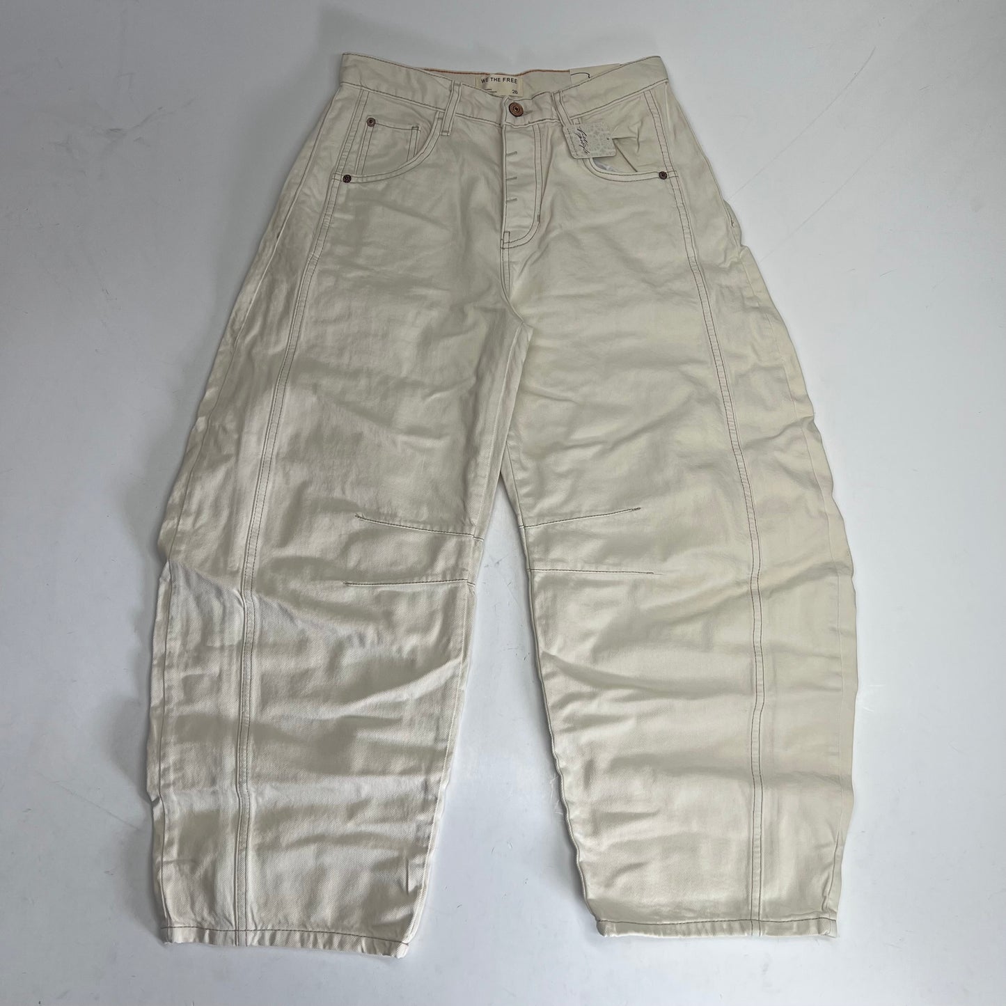 FREE PEOPLE  Good Luck Mid-rise Barrel Jeans  Women's Sz S Milk 82199597