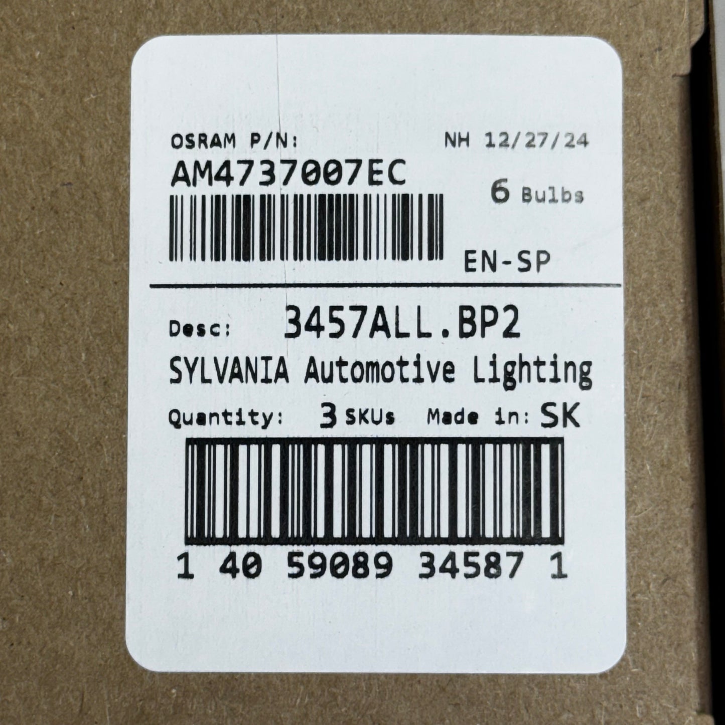 SYLVANIA (6 Bulb) Long Life Miniature 3457A, Orange 3457ALL.BP2