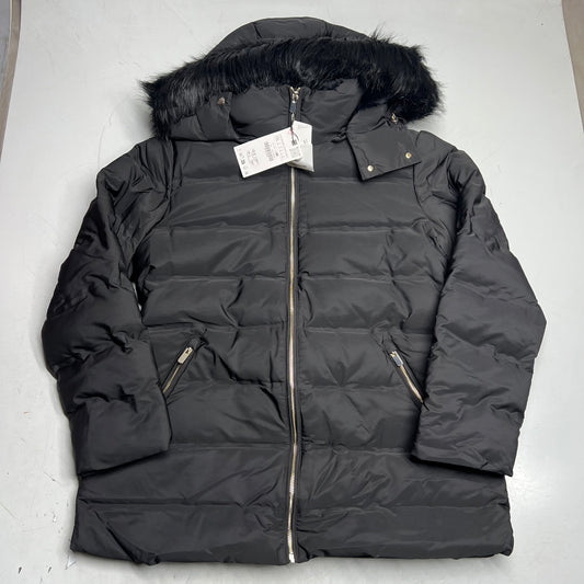 ZA@ ZARA Winter Coat W/ Faux Fur Hood Women's Sz XXL Black/Gold