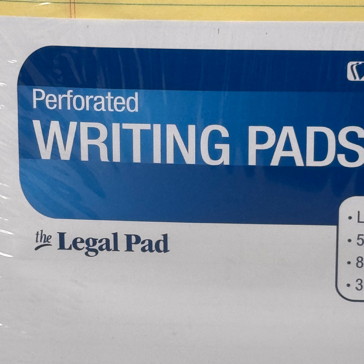 TOPS (3 PACK)Legal Writing Pads Canary Paper Legal Rule 50 Sheets 8-1/2"x11-3/4"