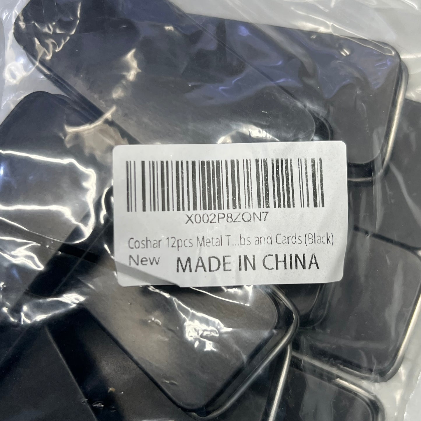 COSHAR (12 PACK) Metal Rectangular Sliding Lid Tin Boxes Black X002P8ZQN7
