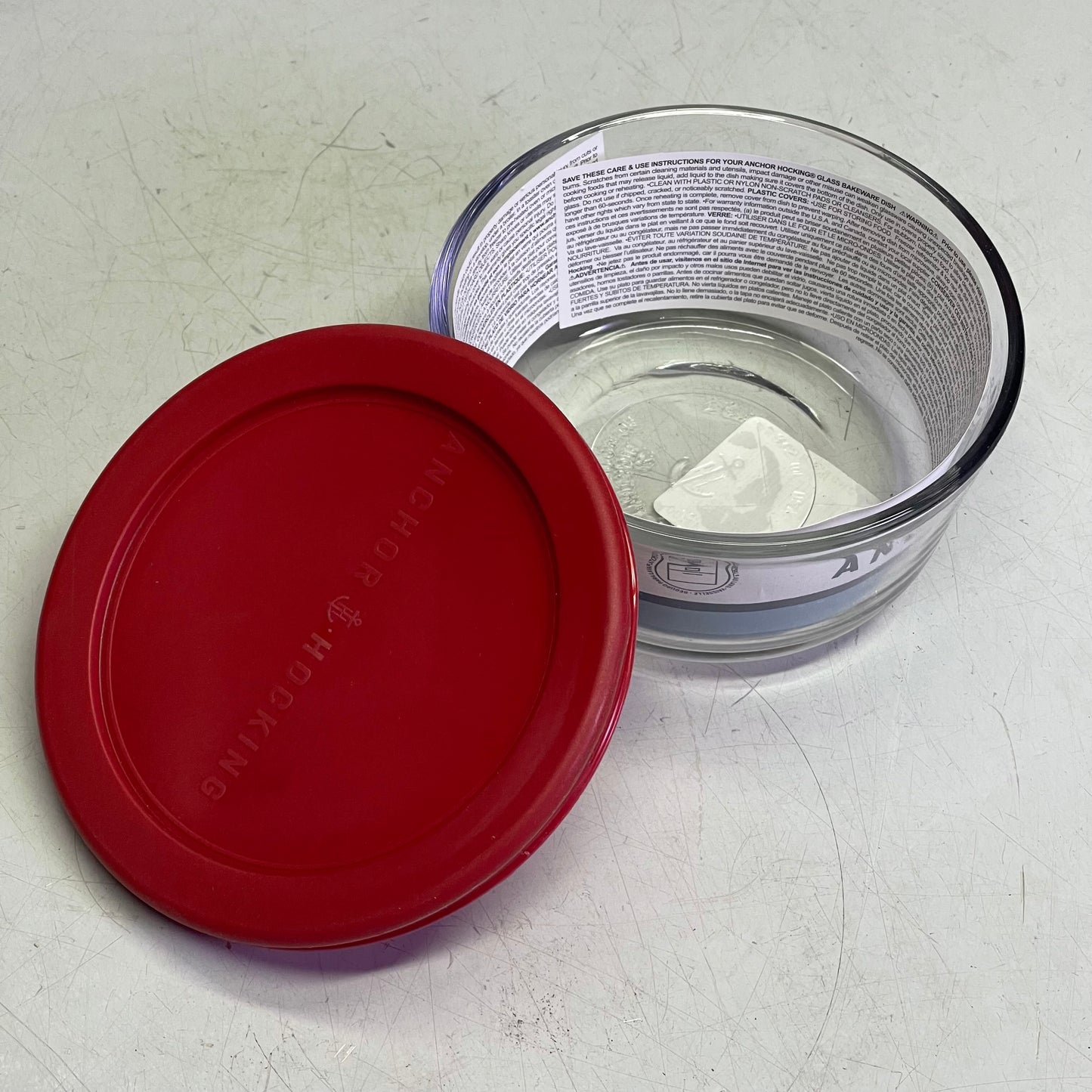 ANCHOR HOCKING (6 PACK) 2-Cup Glass Food Storage Container Clear + Red Lid 91547