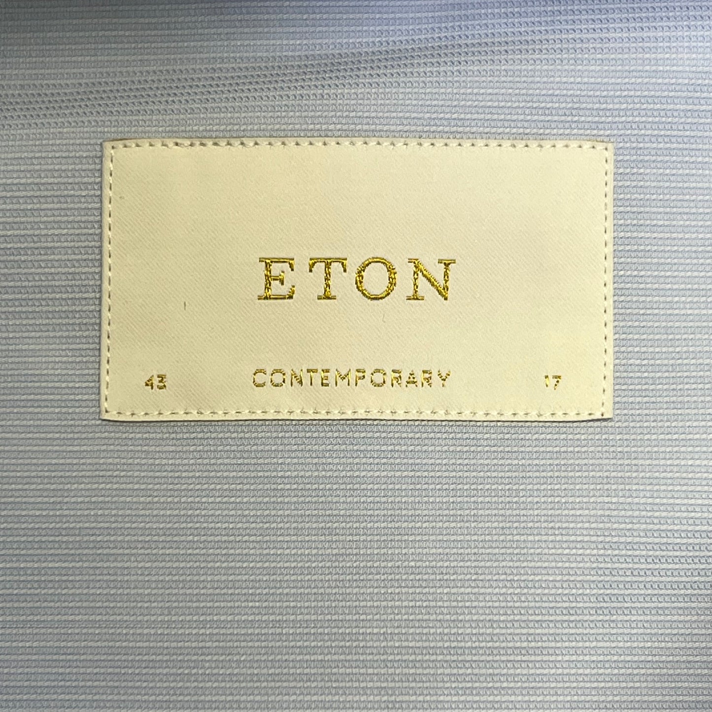 ETON Textured Twill Shirt Men's Contemporary Sz 43 Light Blue 1000136432243