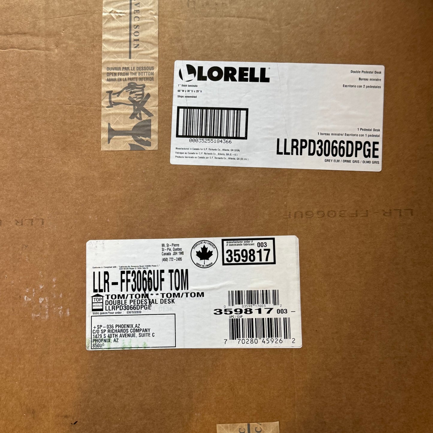 ZA@ Pallet of LORELL Double Pedestal Desk Sz 29.5"W x 65"L x 29"H - LLRPD3066DPGE (AS-IS, Damaged)