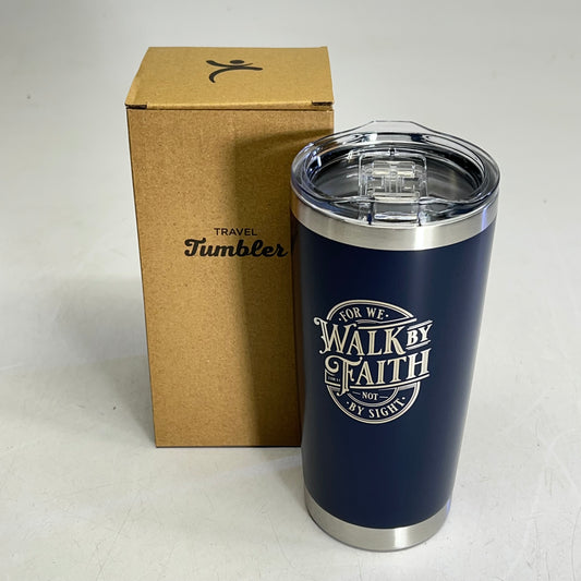 CHRISTIAN ART GIFTS Corinthians 5:7 Stainless Steel Travel Tumbler 18 Fl Oz Blue