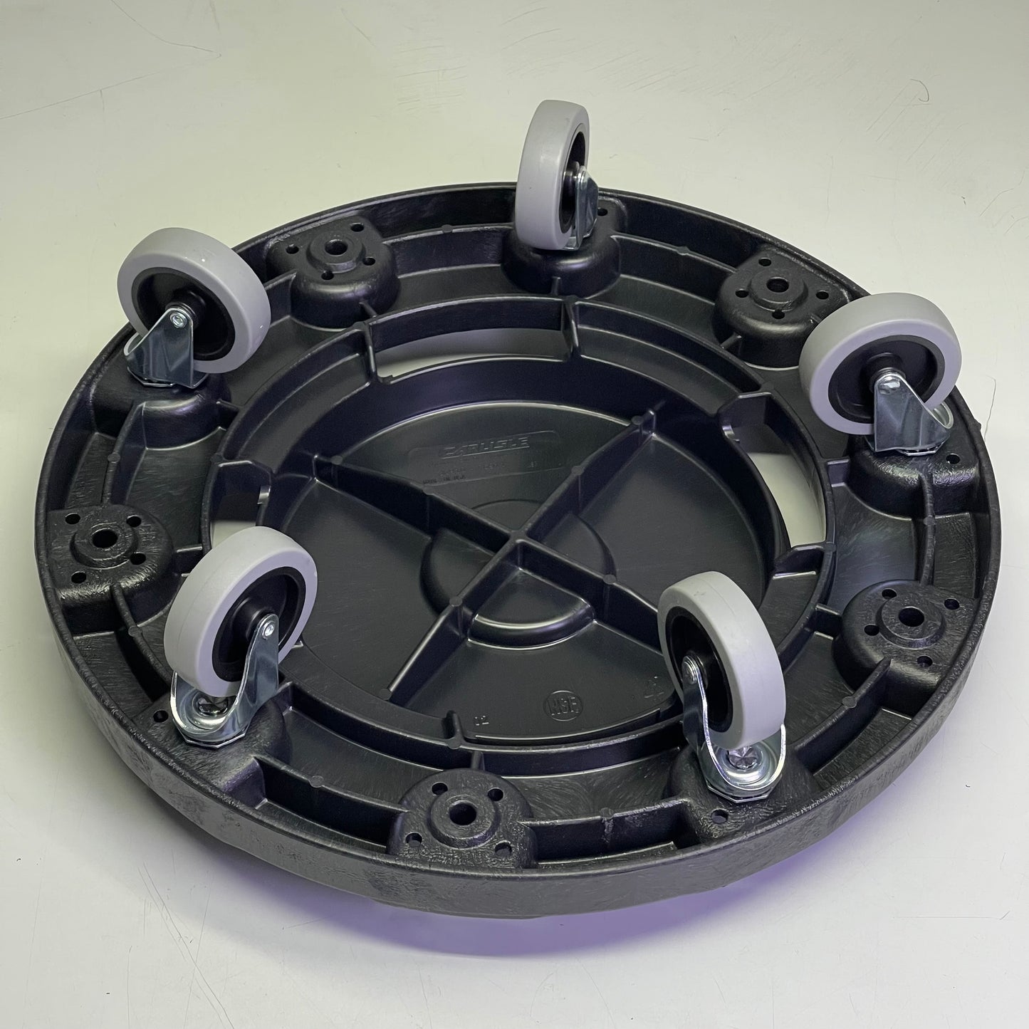 CARLISLE Bronco Round Trash Can Dolly W/ Replaceable Casters 18" Dia x 6" H 3691003