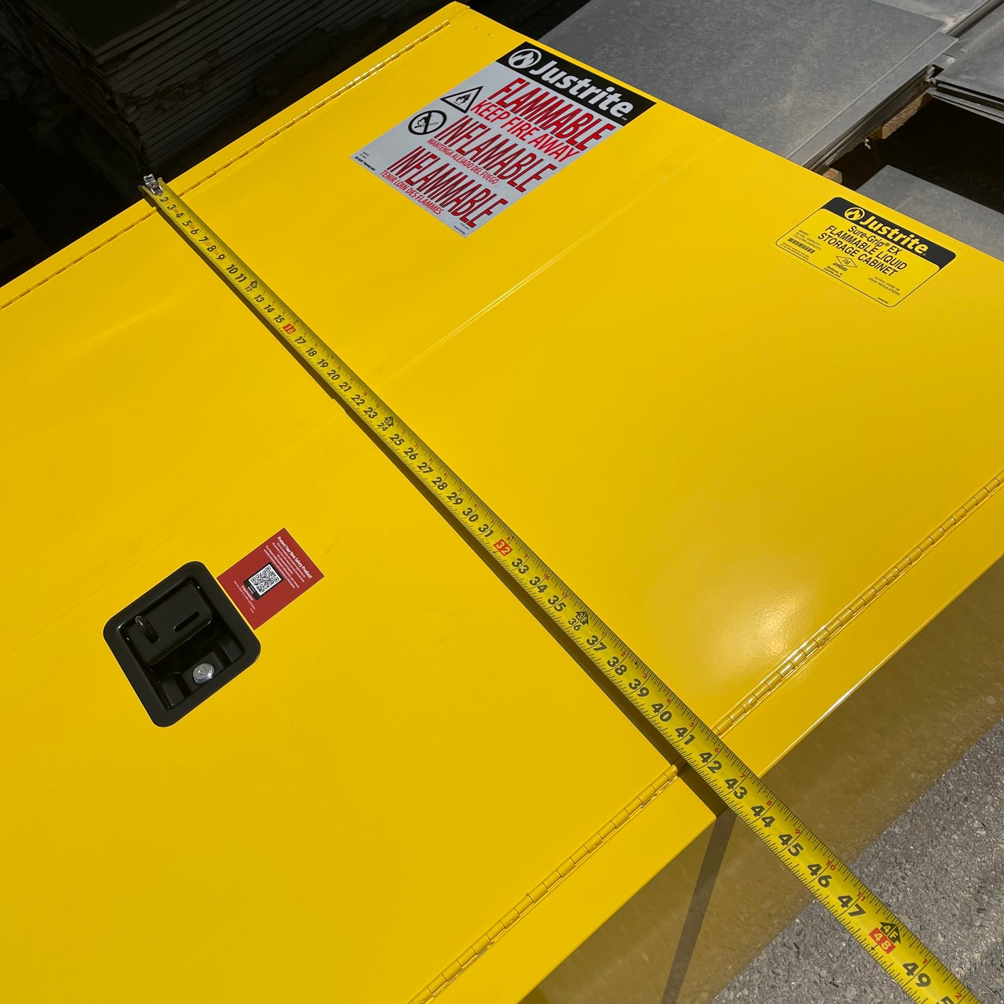 Z@ JUSTRITE Sure-Grip EX Flammable Liquid Storage Cabinet 45 Gal Capacity 65"x43.5"x18" 894520 (AS-IS)