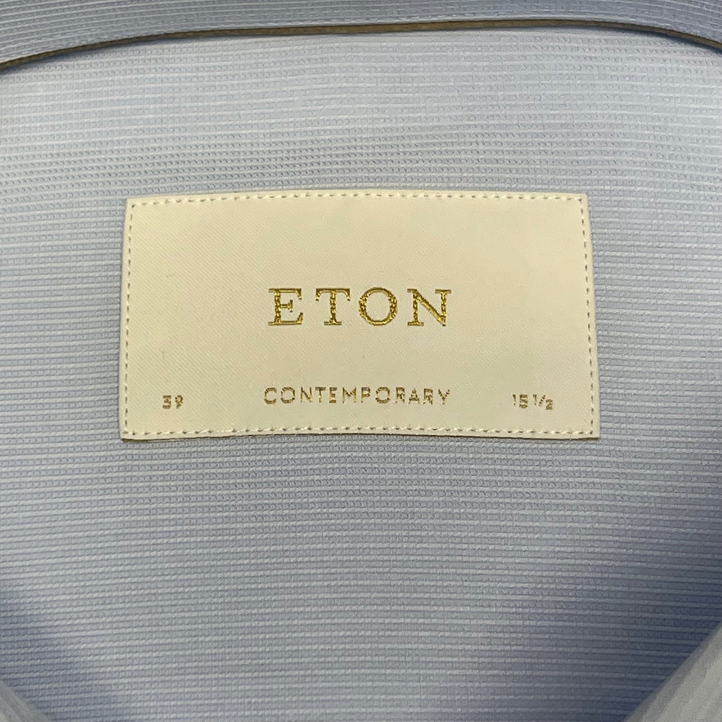 ETON Textured Twill Shirt Men's Contemporary Sz 39 Light Blue 1000136432243