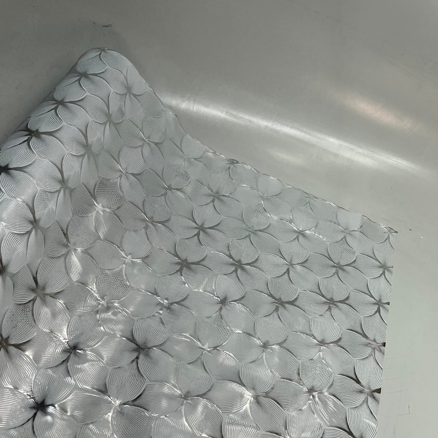 PVC Lace Dining Tablecloth Floral Pattern 54"x60' White/Silver