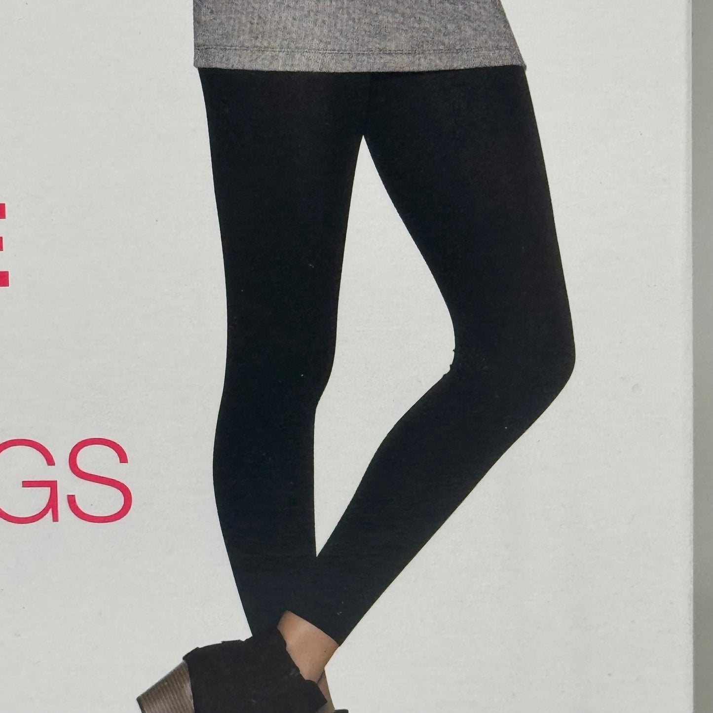 HANES (2 PACK) Style Essentials Fleece Lined Leggings Womens Sz L Blackout 284660