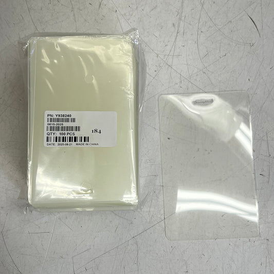 (100 PACK) Laminate Name Tag Card Holder 4.5"x3" Clear Y938240