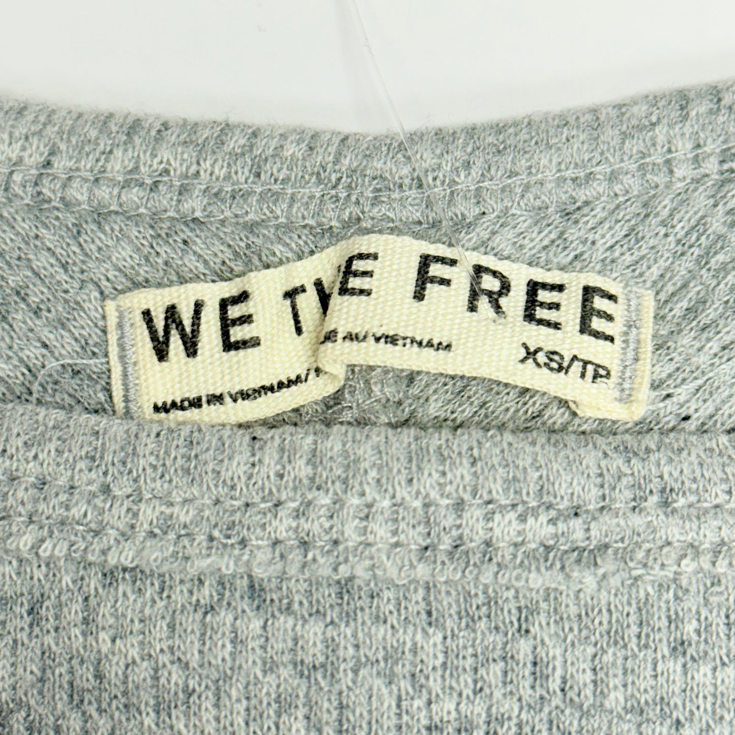 FREE PEOPLE Jess Long Sleeve Sz XS Textured Cotton Blend - Heather Grey 100275080