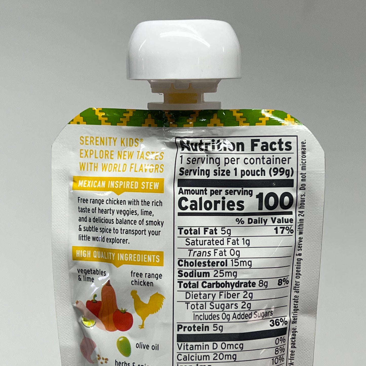 SERENITY (6 PACK) Free Range Chicken Mexican Stew Baby Food Pouches BB 09/27