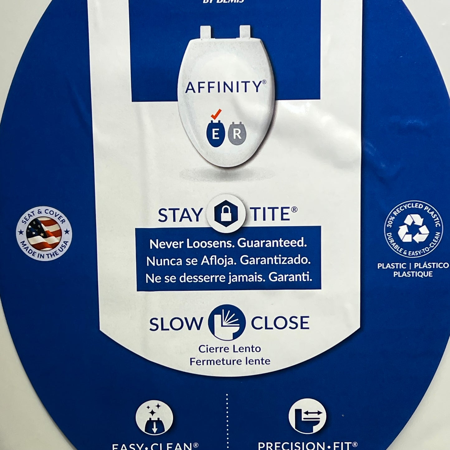 BEMIS Mayfair Affinity Elongated Plastic Toilet Seat Slow Close White 187SLOW000