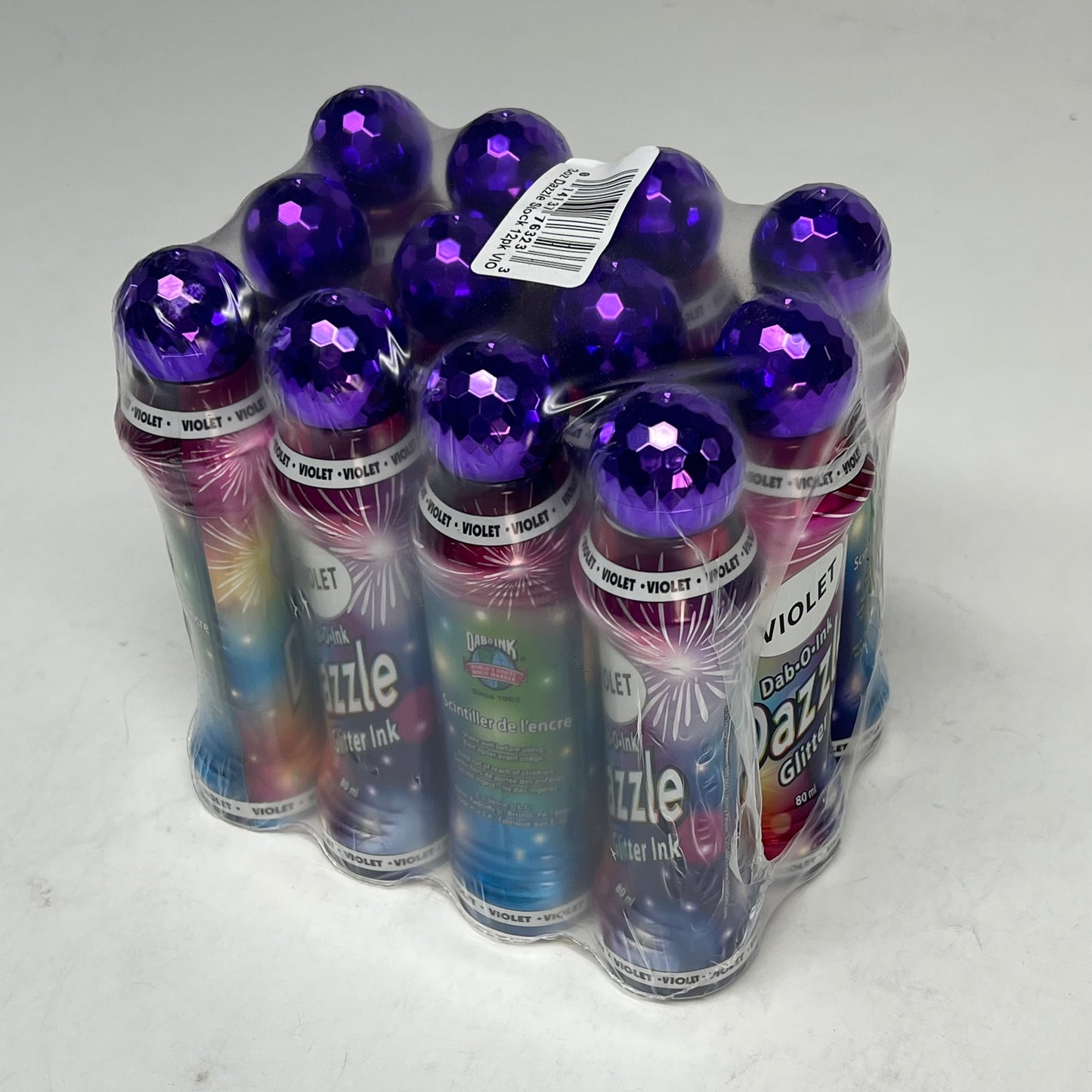 DAB O INK (12 PACK) Dazzle Shimmery Glitter Ink Bingo Dot Marker 80 Ml Violet A26