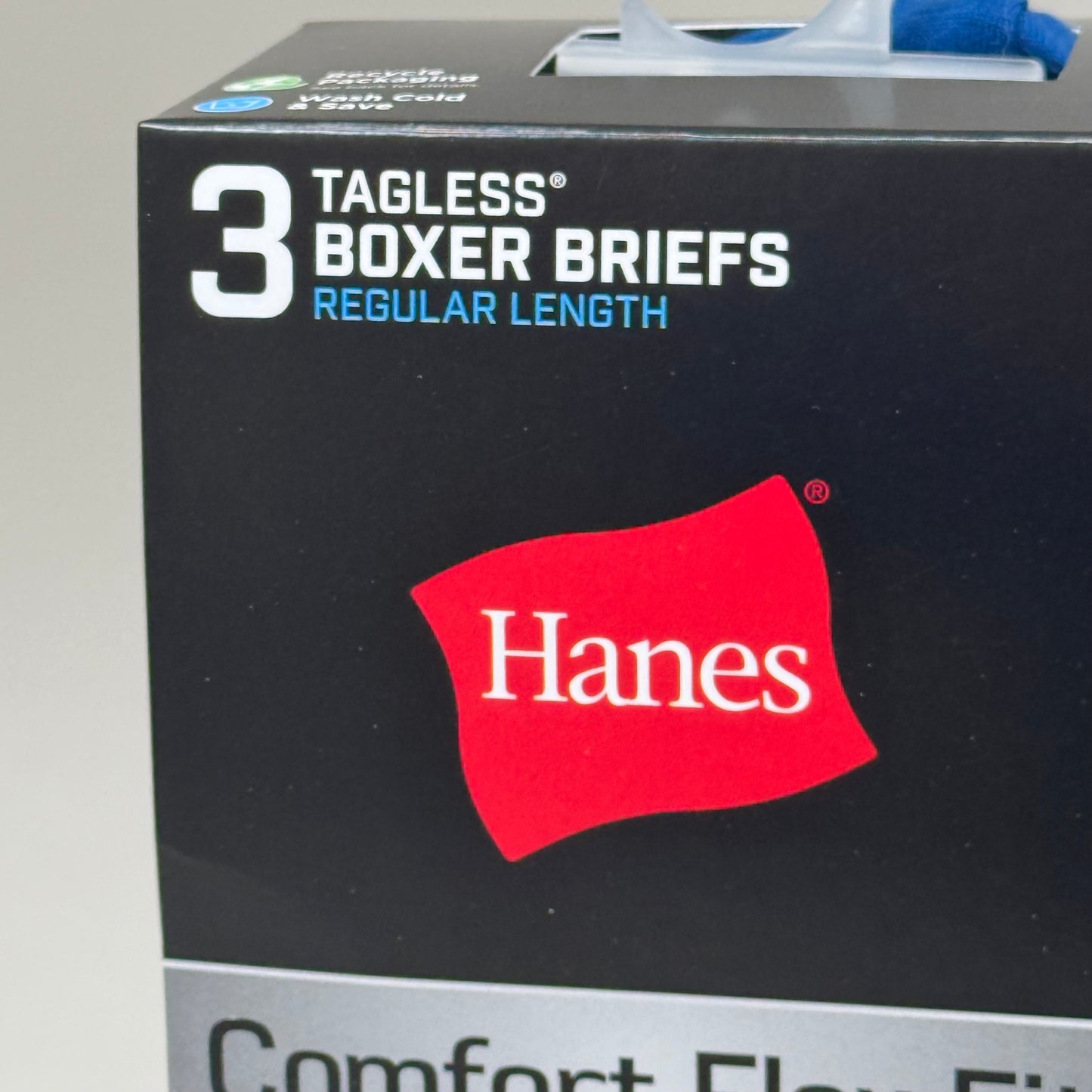 HANES (3 PACK!) Men's Comfort Flex Fit Boxer Briefs Sz 2XL 44-46" Black/Blue/Red CFFSL3