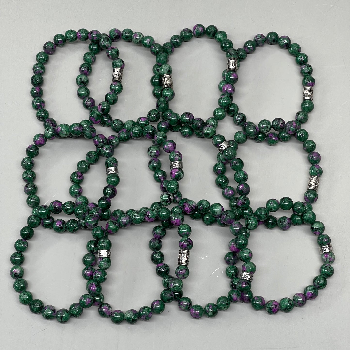 BEST WHOLESALE (12 PACK) Beaded Crystal Bracelets Silver Jewel 3" Green/Purple New