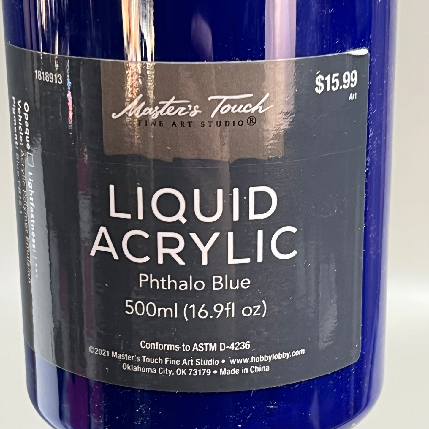 MASTERS TOUCH (2 PACK) Liquid Acrylic Artist Paint 16.9 oz Phthalo Blue 1818913