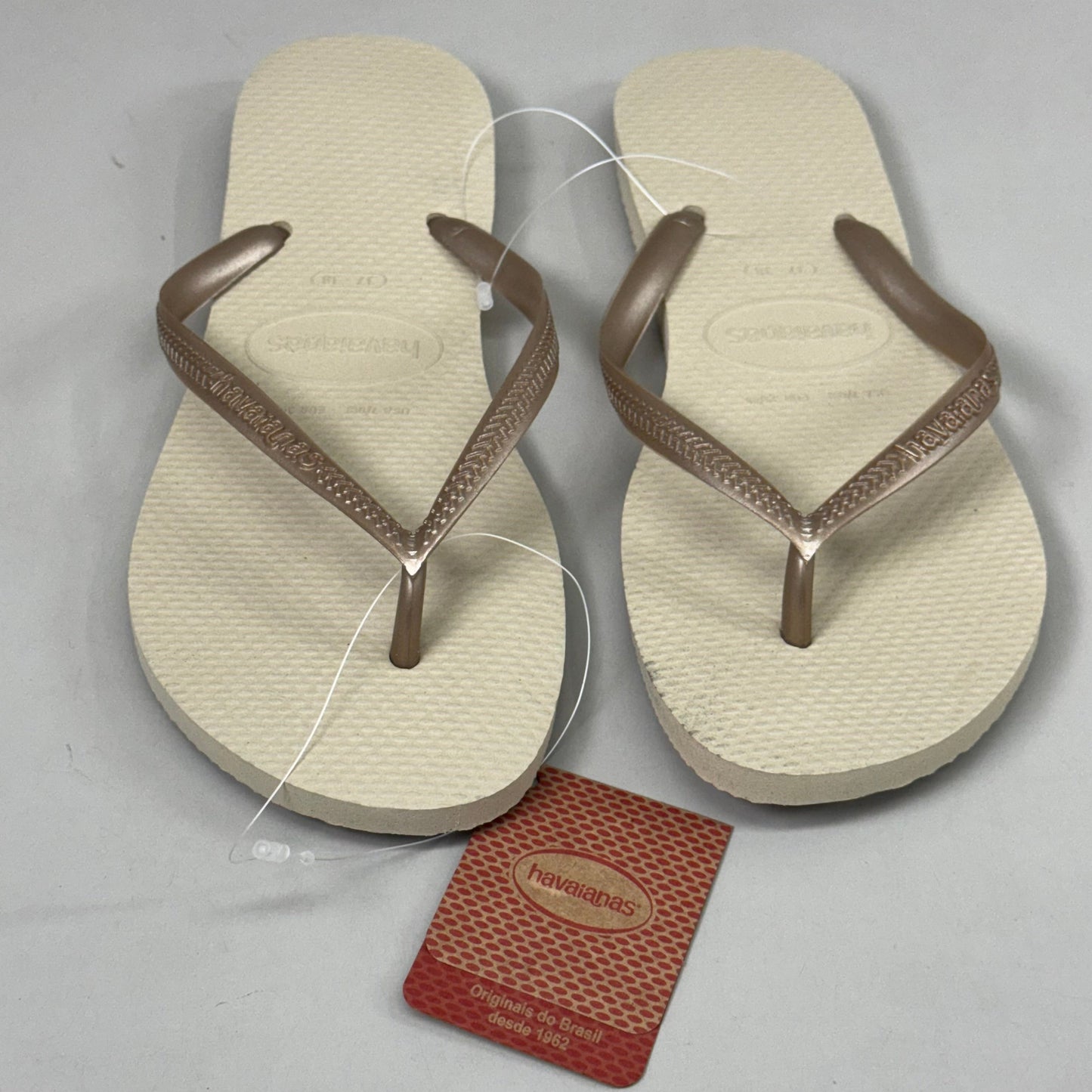 ZA@ HAVAIANAS High Quality Rubber Slim Flip Flops Non-Slip Women's 7/8 Sand Grey Light E