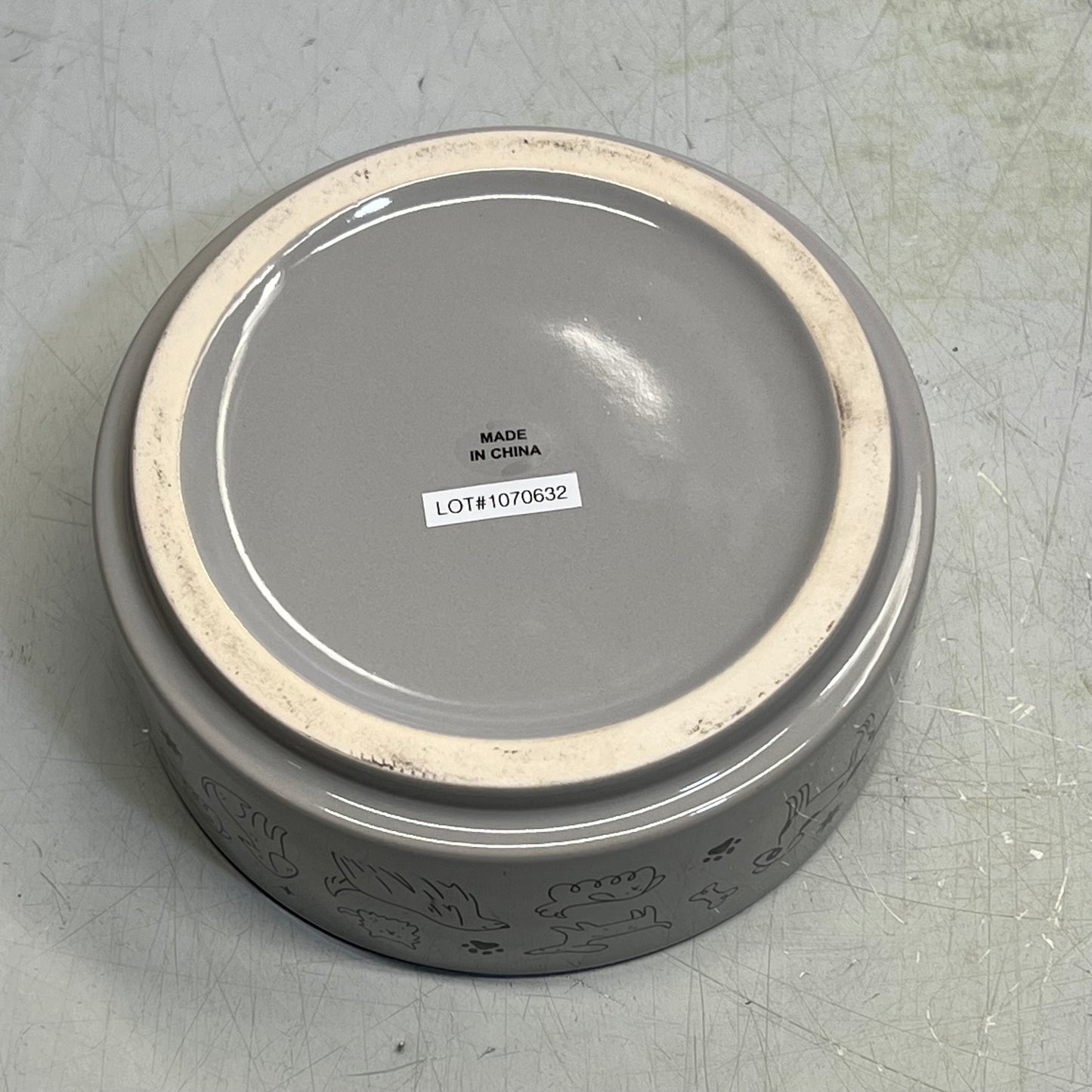 ZA@ INTERFORM (2 PACK) Ceramic Dog Feeding/Water Bowl Fits 2 Cups  Grey