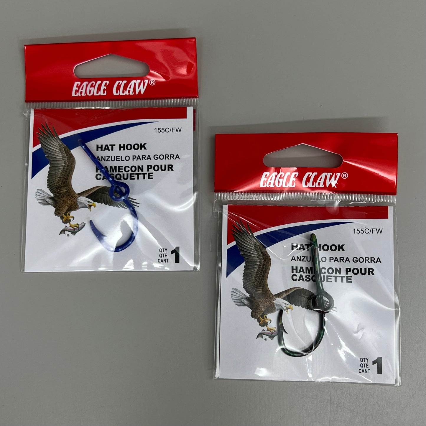 EAGLE CLAW (6 PACK) High Carbon Steel Tie Hat Hook Camo & Flag #1 1pc 155C/FW