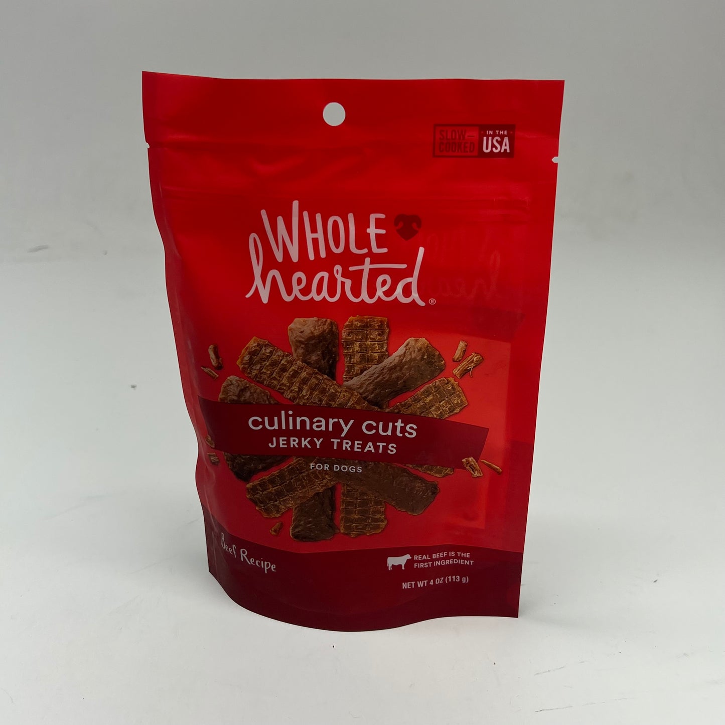 WHOLE HEARTED  (3 PACK) Culinary Cut Beef Recipe Jerky Dog Treats 4oz BB 07/27