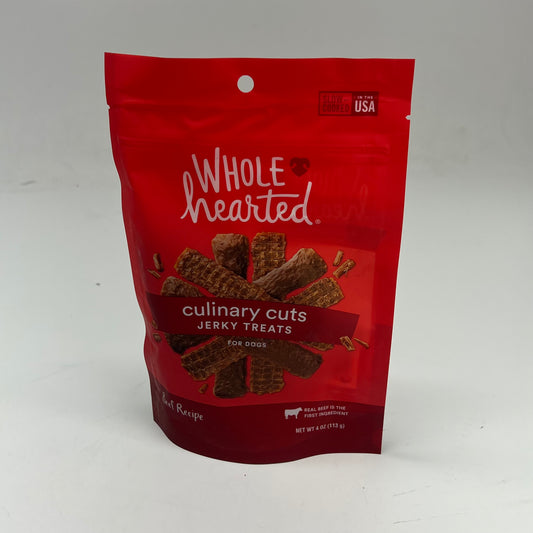 WHOLE HEARTED  (3 PACK) Culinary Cut Beef Recipe Jerky Dog Treats 4oz BB 07/27