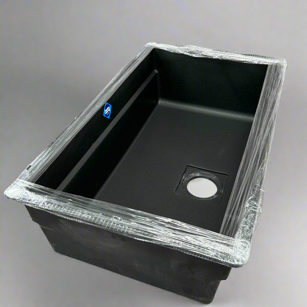 FRANKE UnderMount Single Basin Granite Kitchen Sink 32" Matte Black PKG110310NY (New Other- Distressed Packaging)