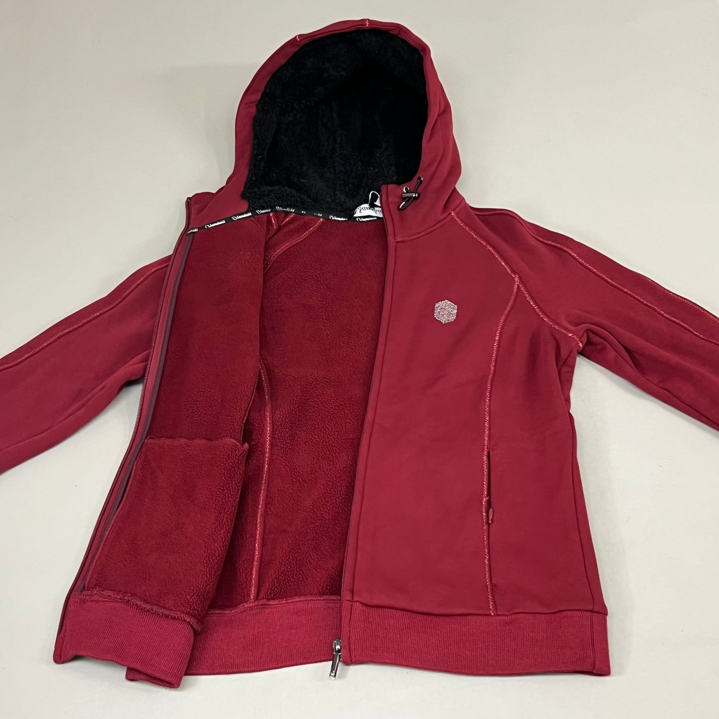 SAMSHIELD Ivy Equestrian Wool Lined Zip Up Hooded Jacket Women's Sz S Raspberry