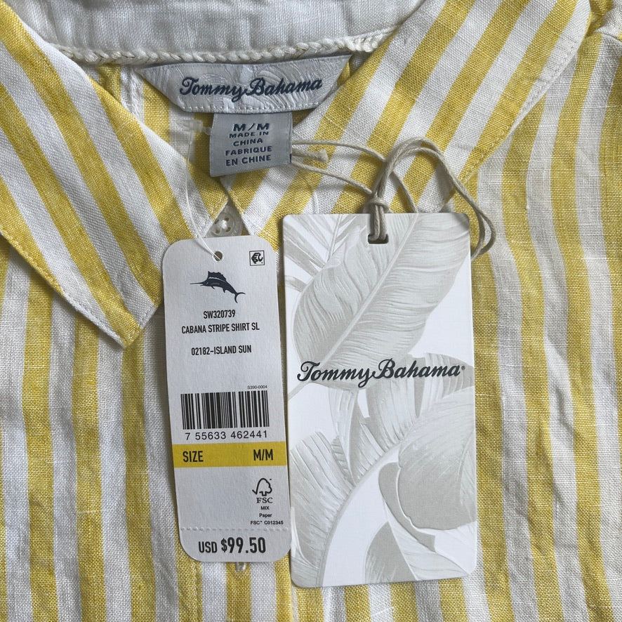 TOMMY BAHAMA Women's Cabana Stripe Shirt Sleeveless Island Sun Yellow Size M (New)