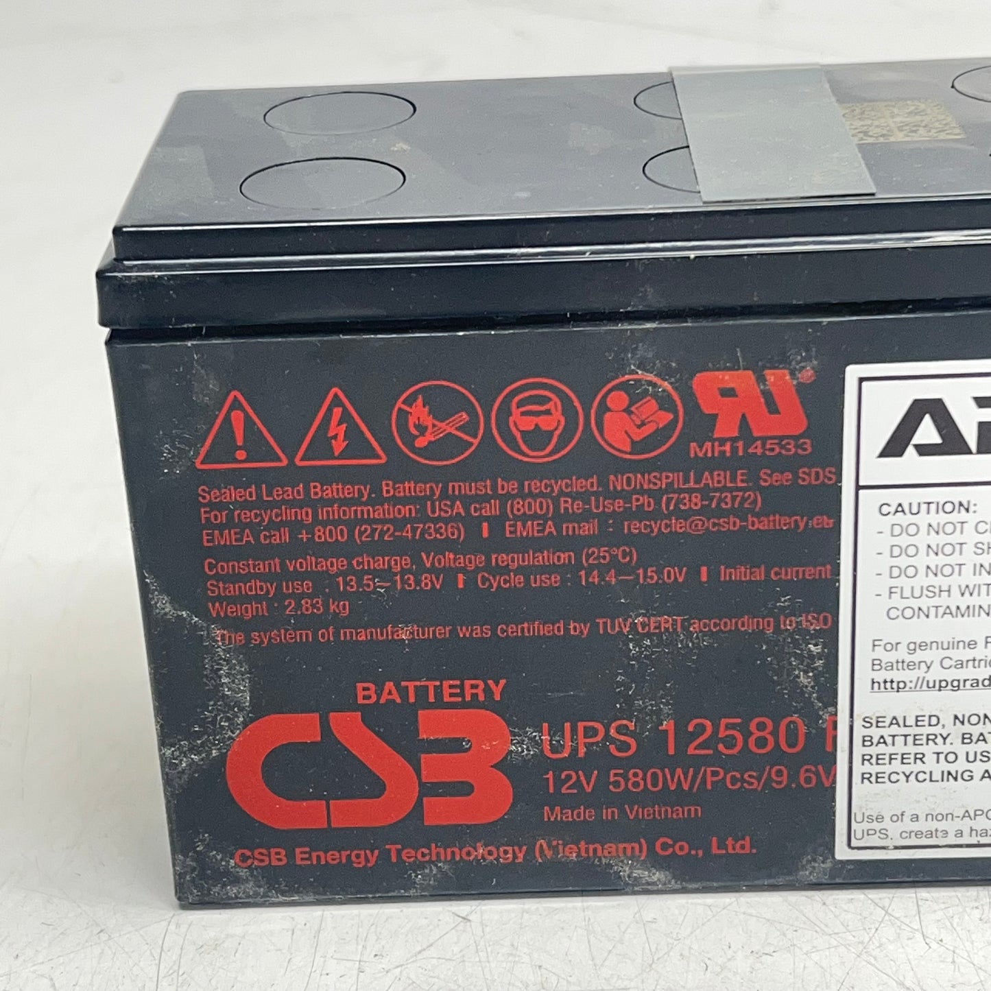 APC Replacement Leak Proof Lead-acid Battery Cartridge #163 12V 7.2Ah APCRBC163
