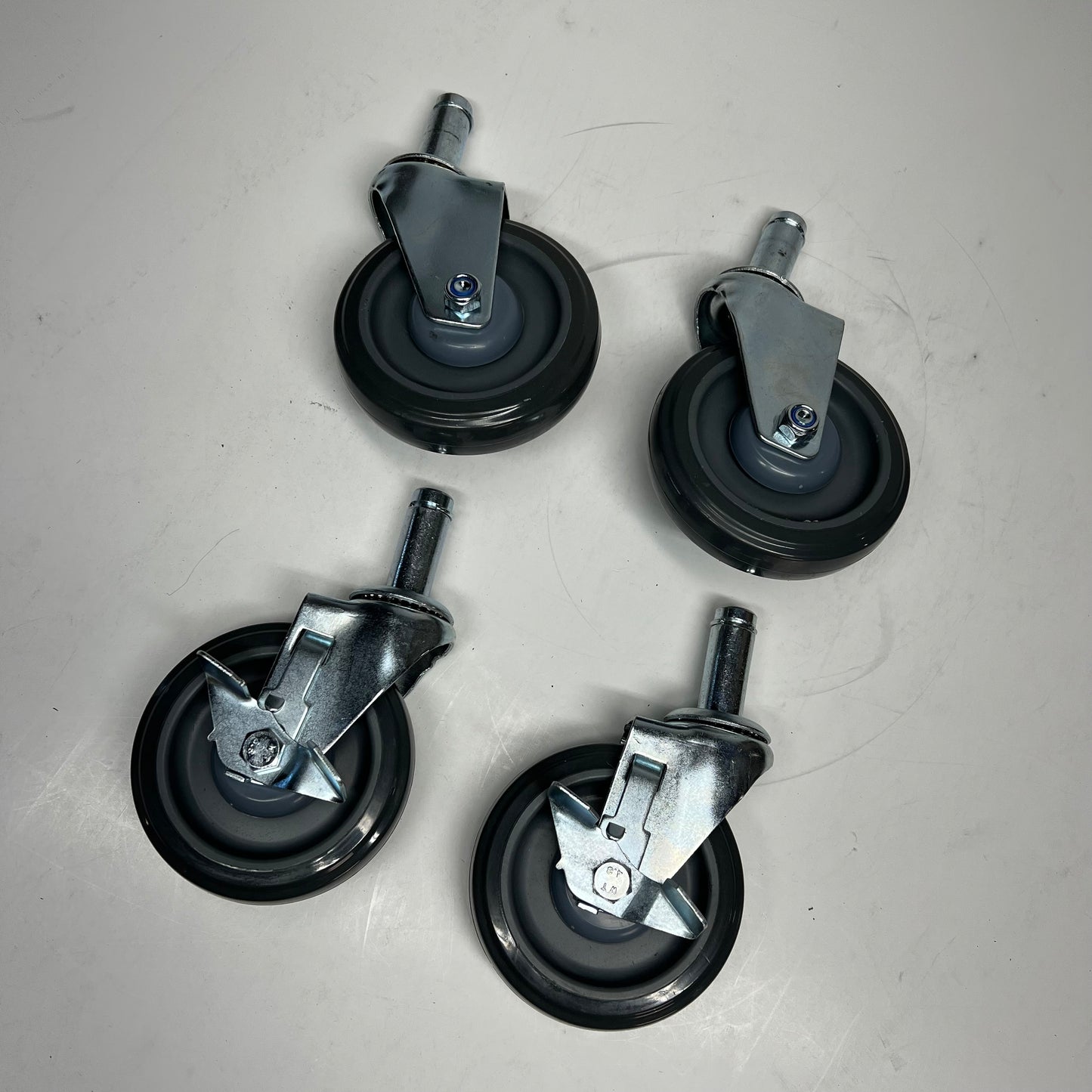 REGENCY (SET OF 4) Shelving Stem Caster W/ Brake 5" 330 Lb Cap Grey 460POLYMPBX