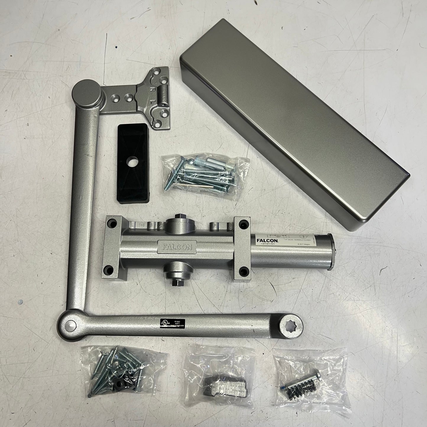 FALCON Door Closer W/ Heavy Duty Deadstop Hold Open Parallel Arm Aluminum SC71A